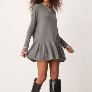 Free People Time On My Side Mini Dress in Dark Grey Small